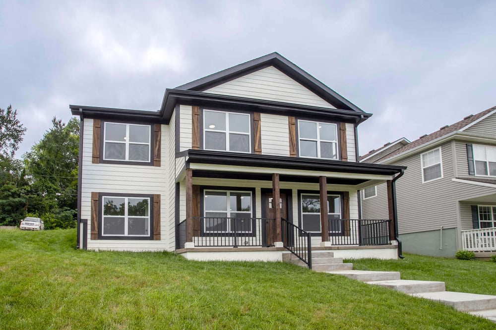 Front-facing perspective of a whole home remodel in Kansas City by Top Shelf Home Builders