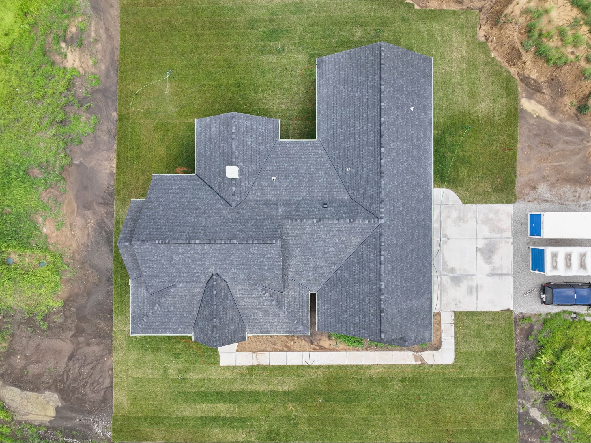 aerial view of a custom home in pleasant hill, mo